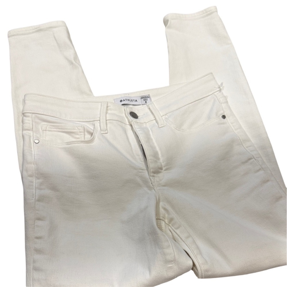 Athleta Women's Cream Skinny Jeans White sz 6 pants casual bottom